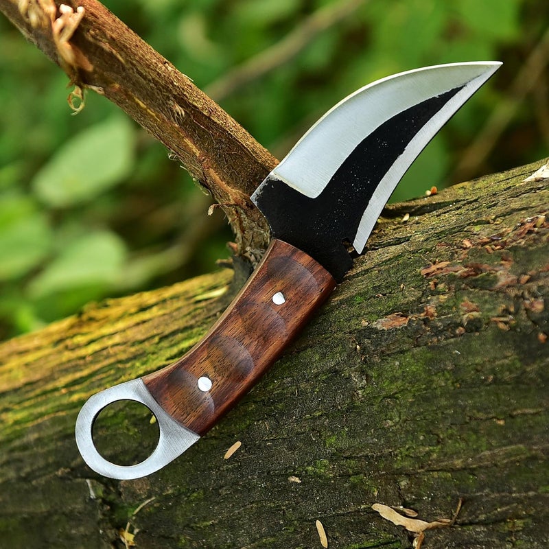 FH TRADERS Fixed Blade Hunting Forged Tracker Knife - 8 Inches Carbon Steel Razor Sharp Blade Full Tang Bushcraft Knives with Premium Leather Belt Sheath. Used For Hunting Outdoor Camping, Hiking, Skining Knife. - Image 5